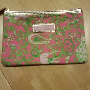 Lilly Pulitzer‎ pink green paisley print cosmetics makeup bag